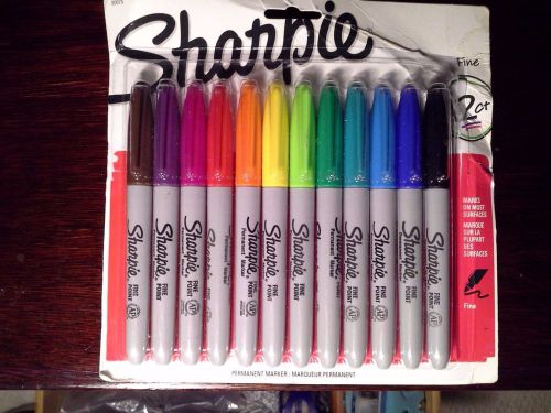 NEW SHARPIE FINE POINT MARKER PERMANENT 12 PACK ASSORTED COLORS SCHOOL OFFICE