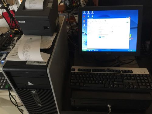 Used point of sale or restaurant pos system pc, printer, cash draw lcd touch 15&#034; for sale