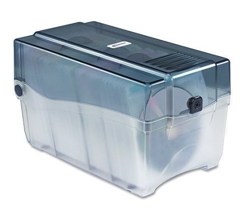 Innovera cd/dvd storage case w/hinged lid &amp; key lock holds 150 discs, clear for sale