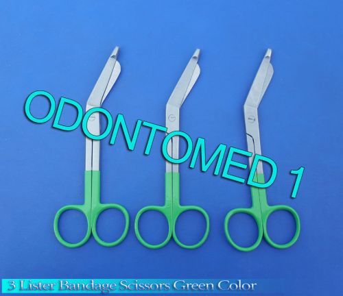 3 Lister Bandage Nurse Scissors - Color Handles(Green)