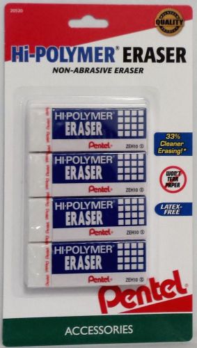Pentel Hi-polymer Block Eraser, Large, 4-Pack, White