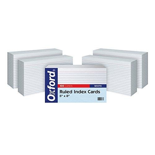 Oxford Ruled Index Cards, 5&#034; x 8&#034;, White, 500/Pack (51EE)