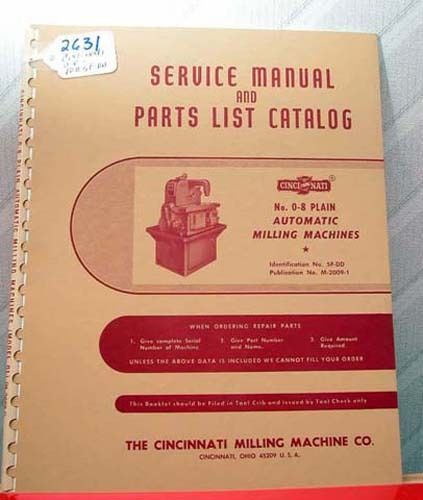 Cincinnati Number 8 Milling Machine Manual (Inv.2631)