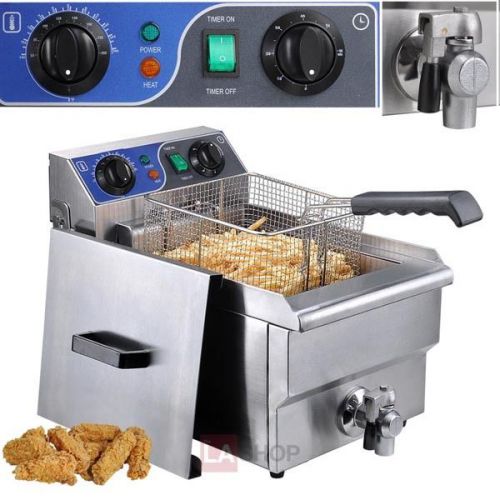 10l stainless steel electric deep fryer w/ drain commercial 1257 for sale
