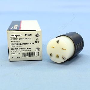 Cooper industrial grade nylon straight blade connector plug nema 6-15r 15a 5669n for sale