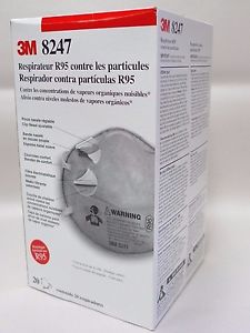 3M 8247 Particulate Respirator Mask R95 BOX of 20 ** FREE SHIPPING ** dust mask