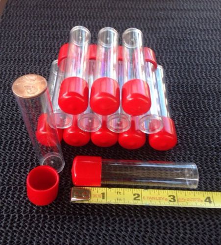 15 Sturdy Clear Plastic Storage Shipping Tube 3/4 X 3 1/2&#034; W/Tight Lid Free Ship