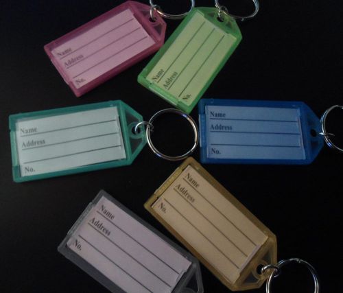 100  &#034;CLIK-IT&#034;  KEY LABEL  TAGS  with RING ~ 7 assorted colors