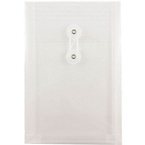 JAM Paper® Plastic Envelope with Button &amp; String Closure - Open End (6 1/4&#034; x 9