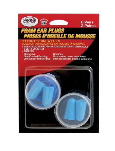 SAS Safety: Corded Foam Ear Plugs, 6101, Lot of 7 (2 packs)