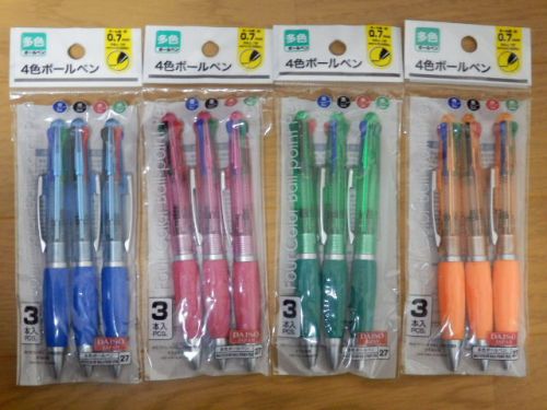 DAISO JAPAN Four Color Ballpoint Pen Four Color set 0.7mm 3pieces 4set F/S