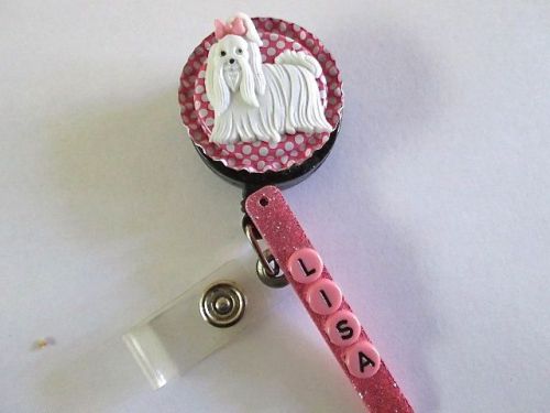 DOG PERSONALIZ ID BADGE RETRACTABLE REEL HOSPITAL,NURSE,ER, ICU,RN,VETERINARIAN