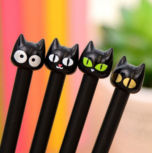 4X Cute Black Cat Gel Pen Kawaii Stationery Creative Gift School Supplies 0.5mm