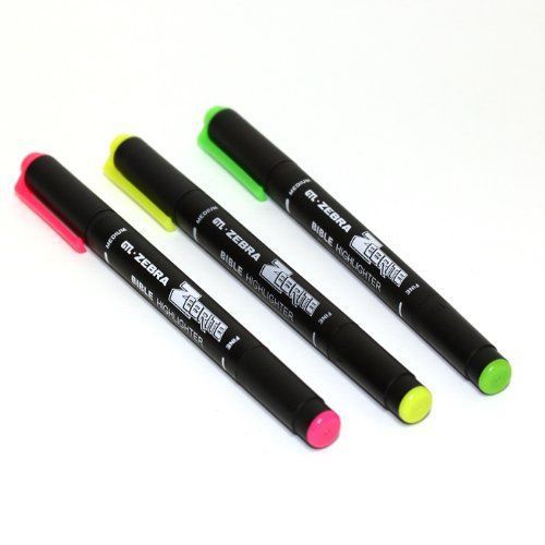 G T Luscombe Scripture Highlighter - 3 Color Double Ended Markers - Green,