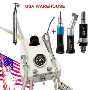 Turbine Unit+High Speed Handpiece+Low Speed Contra Angle Air Motor 4H US-Black