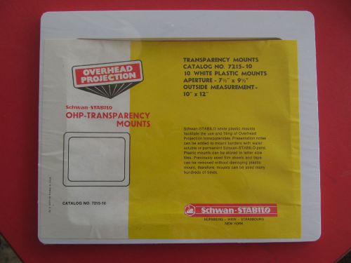 10 PLASTIC Transparency Mounting Frames Schwan-STABILO Aperture 7.5&#034; x 9.5&#034; NOS