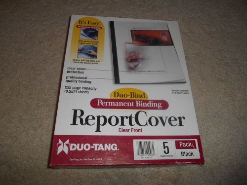 5 Duo-tang Machineless Binding Report Covers, Clear front System