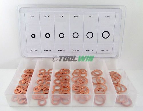 110 pc copper washer assortment set sea flat ring brake oil line seal for sale