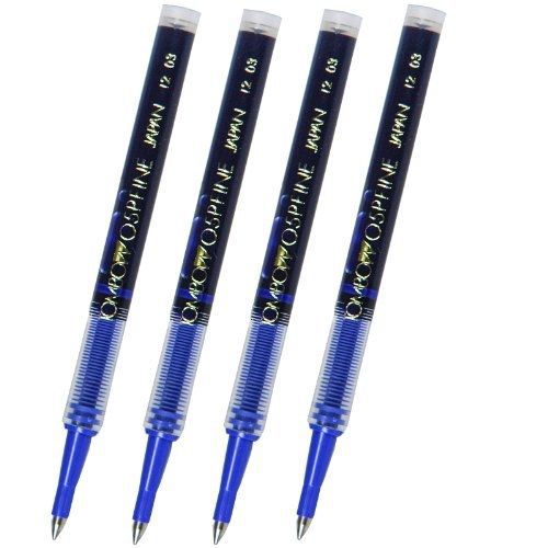 Refills Rollerball Pack of 4, Tombow 55696 O5p Fine 0.5mm Blue Rollerball