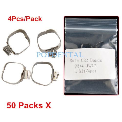 50X Dental 1st Molar Roth 022 Band &amp; Buccal Tubes Convertible U3L2 35+#