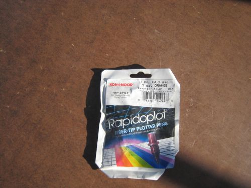 Koh-I-Noor Rapidoplot # 6401-O8F &#034;Orange&#034;  .3mm (5) fiber tip plotter pens