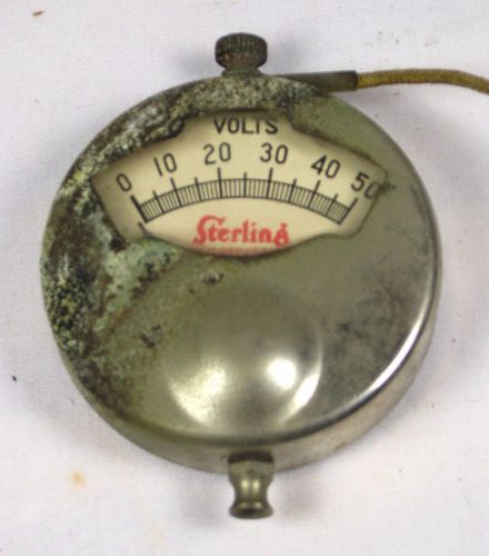 Vintage Sterling Pocket 0-50v Voltmeter Meter Antique Test Meter Seampunk