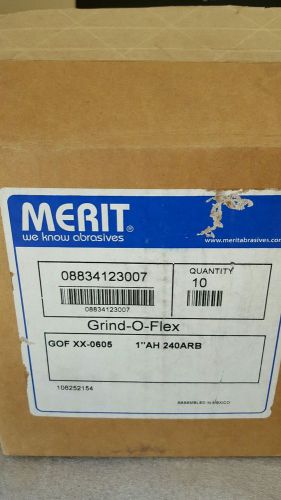 1 BX/10ct  Merit Grind-O-Flex Abrasive Flap Wheel 1&#034; AH 240ARB  6&#034; X 1/2&#034;  240 g
