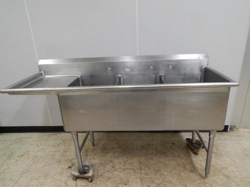 3-bowl sink wtih left drainboards, 74&#034; wide for sale