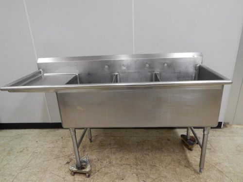 3-Bowl Sink wtih Left Drainboards, 74&#034; Wide