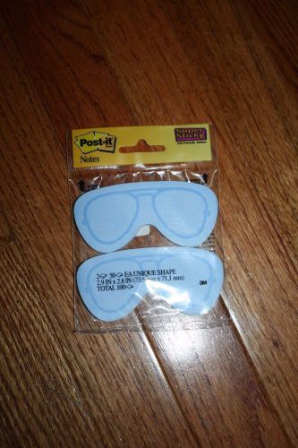 Post-it® Super Sticky Notes, Sunglasses Shape, Cat Eye Design, Blue, 3 in x 3