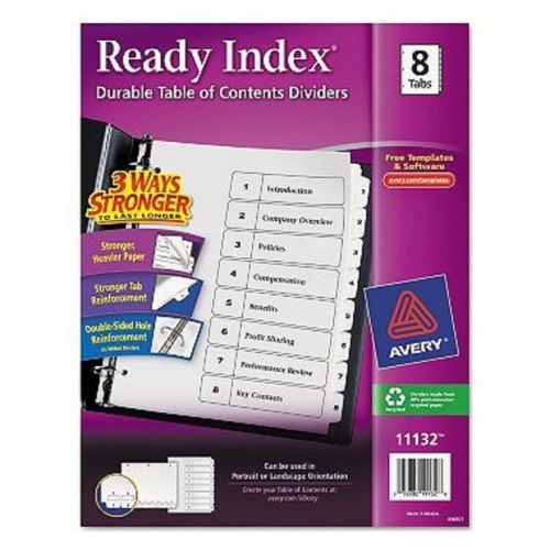 Avery Ready Index Classic Tab Titles Black/White 1-8 Tabs Stronger Tabs