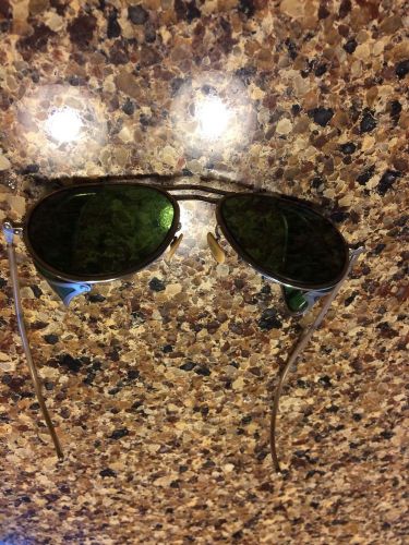 Authentic vintage steam punk style green lens motorcycle safety glasses willson for sale