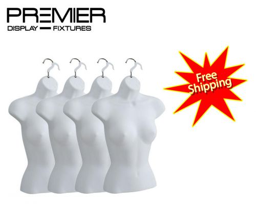 4 hanging short female body form waist long plastic mannequin with hooks white for sale