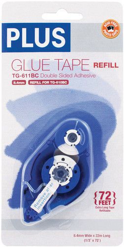 3 of PLUS Glue Tape Adhesive Permanent Refill Cartridge 1/3&#034; x 72&#039; TG-611BC