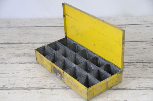 Vintage wayne small parts box divided box tool metal 15 slot box for sale