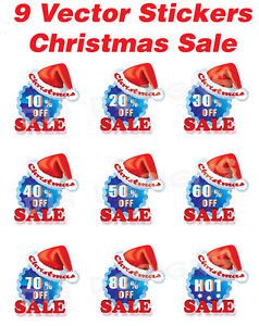 Christmas Sale Promotional Stickers Vector Pack Vol.2 VECTOR FORMAT PRINT READY