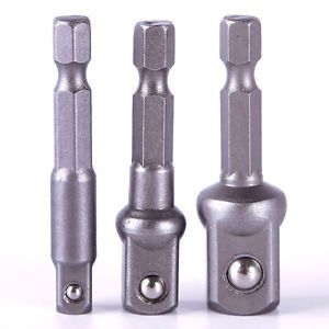 3pcs new socket adapter set hex shank to 1/4&#034;,3/8&#034;,1/2&#034; impact driver drill bits for sale