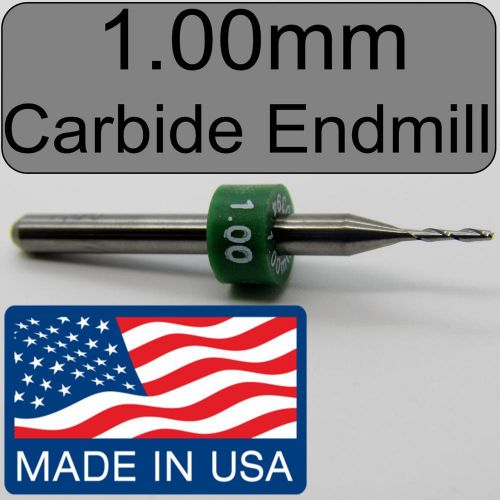 1.00mm carbide endmill two flute - new &lt; flat end tip &gt;  cnc pcb fr4 models  n for sale