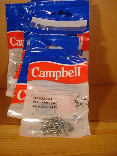 Campbell #21 Steel S-Hooks (Qty 6) B5952024