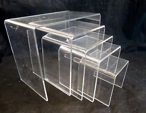 Lot of 5 clear acrylic square 4, 5, 6, 7, 8&#034; display risers stands - box b for sale