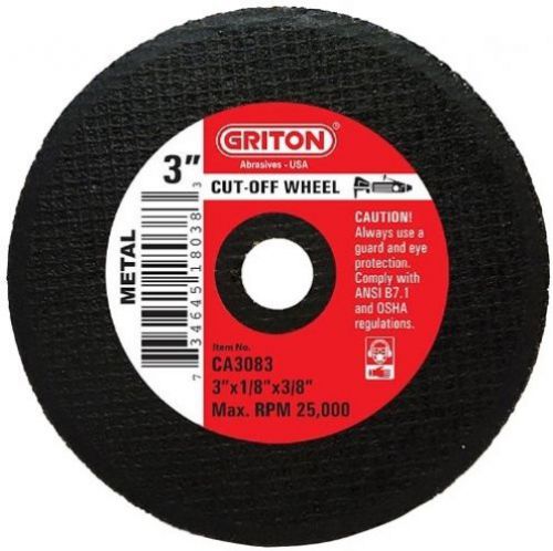Griton CA3083 Arbor Industrial Cut Off Wheel For Metal, 3/8 Hole Diameter, 3 Of