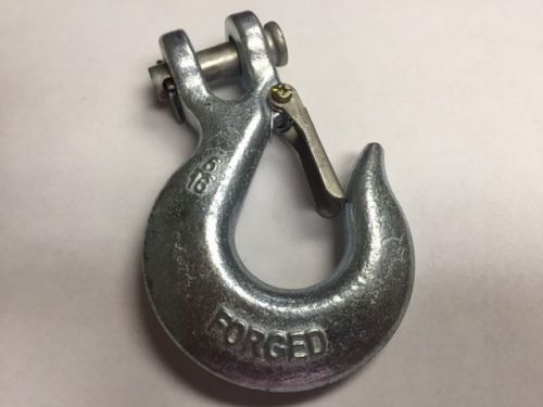 1/2&#034;  clevis slip hook with safety latch high test 4 piece box zinc plated for sale