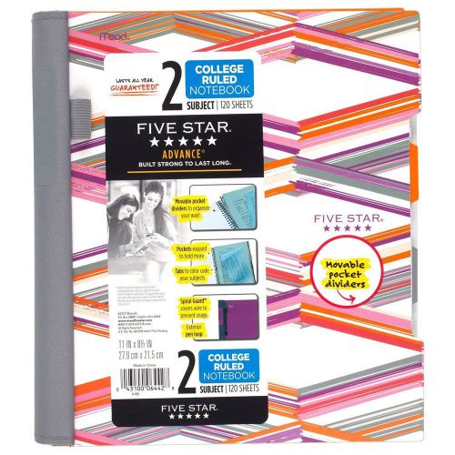 Five Star Advance Spiral Notebook 2 Subject College Ruled 11 x 8-1/2, FREE SHIP