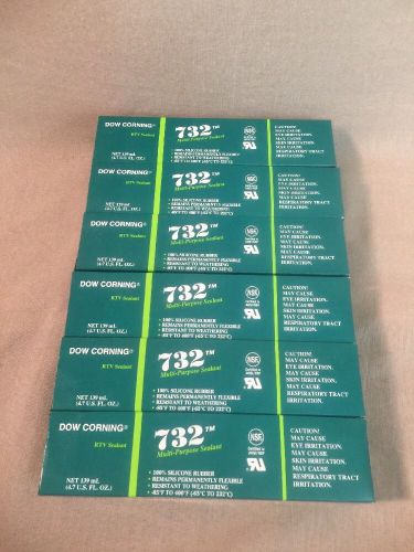 (6) Dow Corning RTV Sealant 732 Multi-Purpose, Silicon Rubber, Black Old Stock