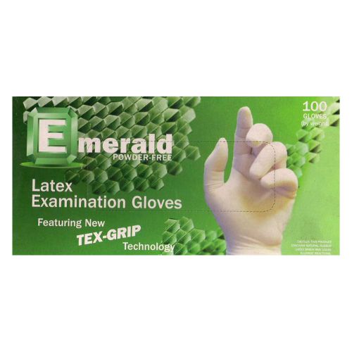 Emerald Tex-Grip Powder Free Latex Exam disposible Gloves 8 mil - Case of 1000