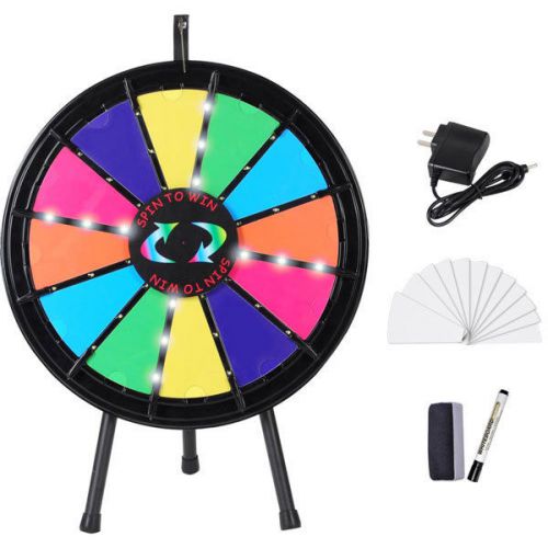 20&#034; tabletop rainbow tripod spinning led prize wheel 12 slot 26589 for sale