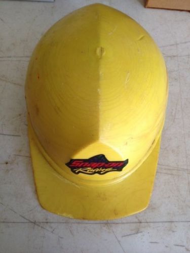 Vintage Yellow Hard Hat w/ Snap On Racing, STP, Bridgestone, Magnum Stickers