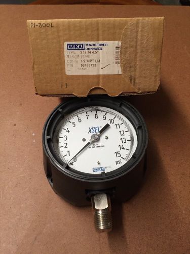 Wika xsel psi pressure gauge 1/2&#034; half inch 15 psi type 232.34 4.5 inch for sale