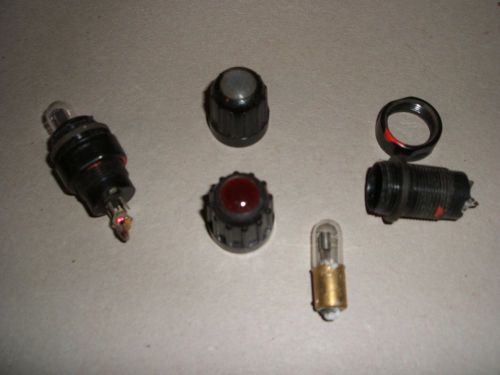 Lot of 3 pieces USED Vintage Panel Mount Military  Indicator neone Lights