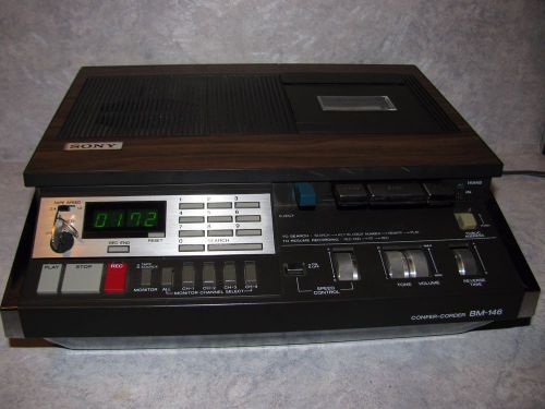 SONY CONFER-CORDER BM-146 Conference Cassette Recorder/Transcriber w/ Key